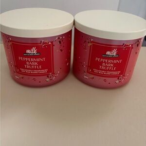 2 Bath and body works peppermint bark truffle 3 wick candle bundle